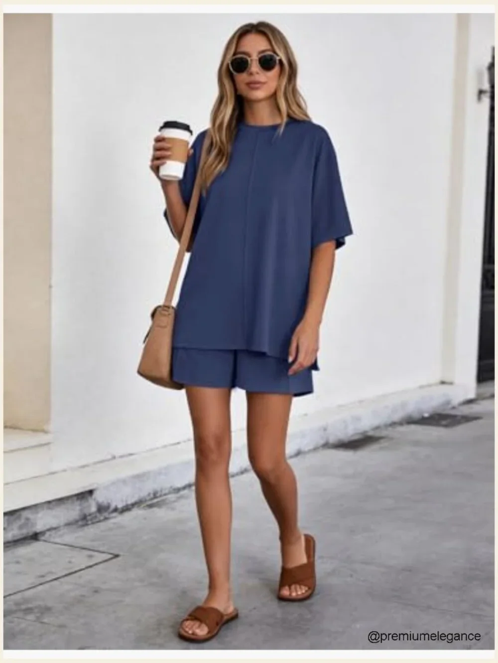 Women's 2 Piece Lounge Set Short Sleeve Top & Shorts Matching Outfit